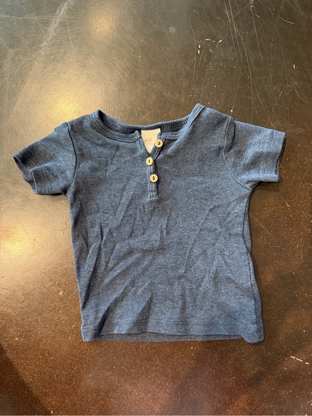 H&M Dark Blue Short Sleeve Henley Top